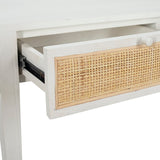 Dovetail Luna Teak and Rattan 2-Drawer Storage Console Table DOV6386WH