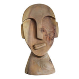 Somber Hand Carved Suar Wood Mask Sculpture