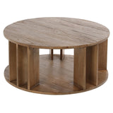 Dovetail Autumn 36" Round Teak Wood Coffee Table, Natural Brown DOV6399