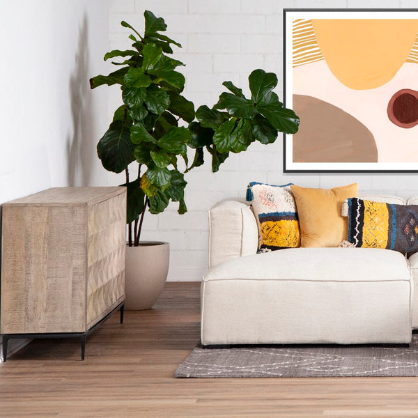 Dovetail Larchmont Reclaimed Mango and Black Iron Hand Carved Modern Sideboard DOV16559