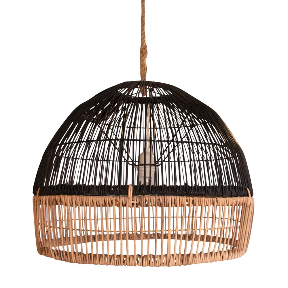 Dovetail Grace Natural Woven Two-Tone Rattan Lamp Shade in Black and Natural DOV6448