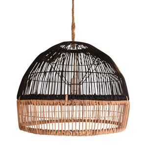 Dovetail Grace Natural Woven Two-Tone Rattan Lamp Shade in Black and Natural DOV6448