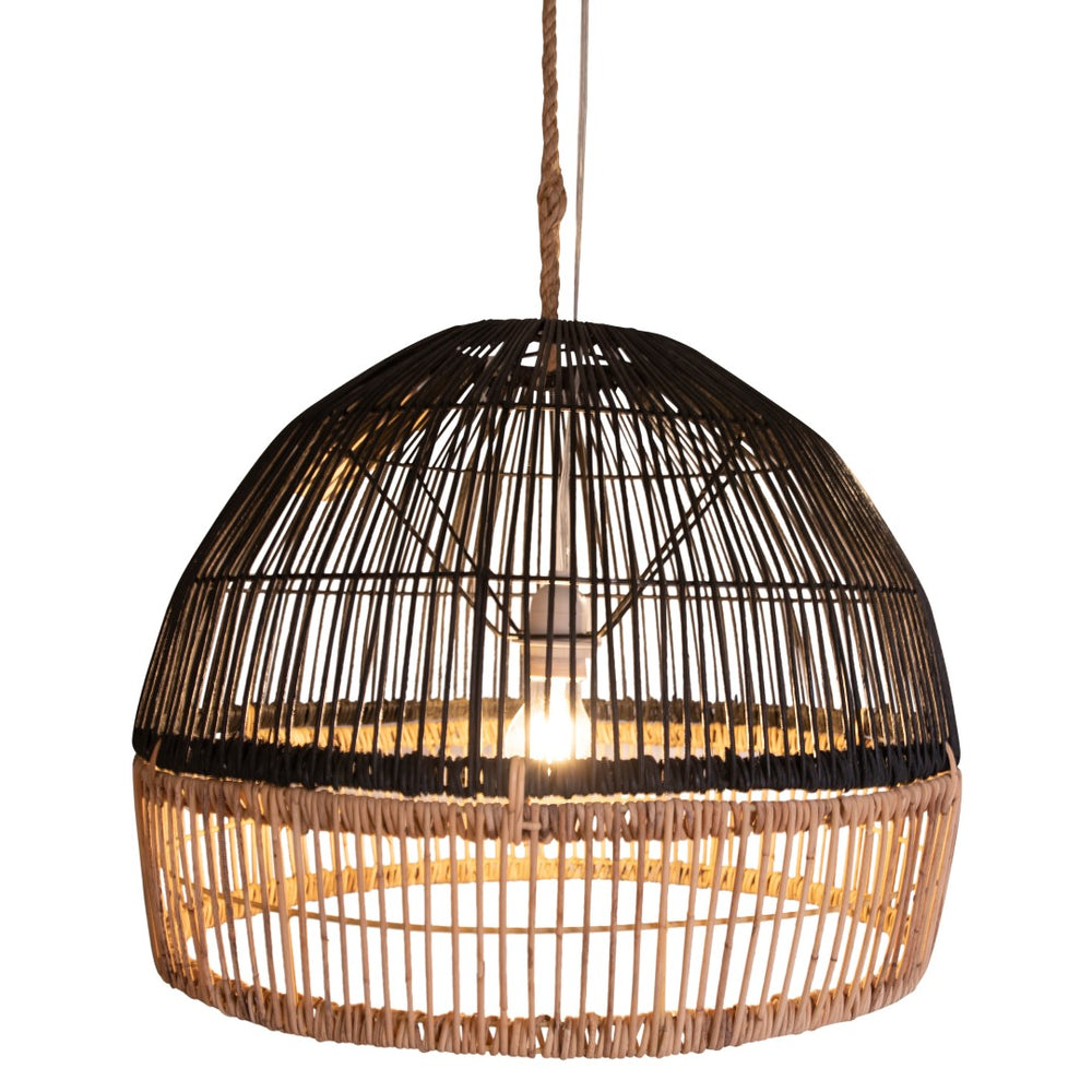Dovetail Grace Natural Woven Two-Tone Rattan Lamp Shade in Black and Natural DOV6448