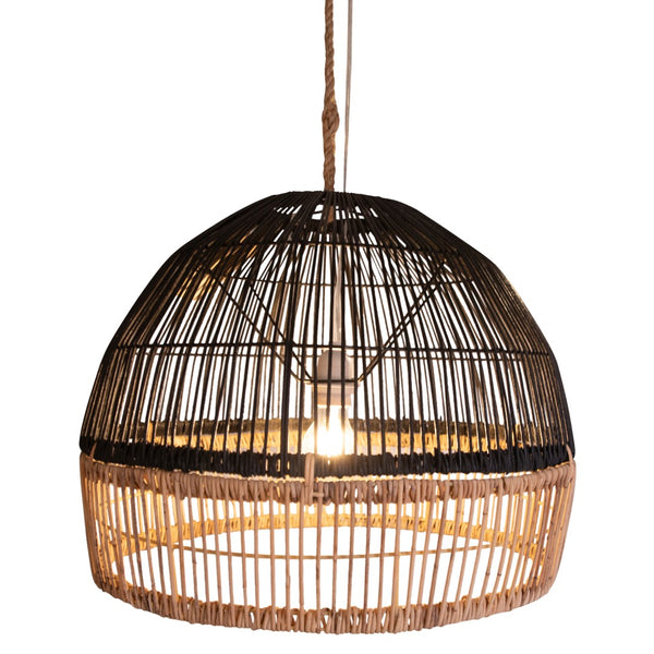 Dovetail Grace Natural Woven Two-Tone Rattan Lamp Shade in Black and Natural DOV6448