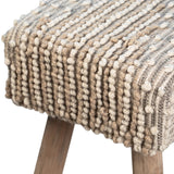 Dovetail Marlie 48" Long Handwoven Natural Wool and Eucalyptus Wood Bench DOV6669