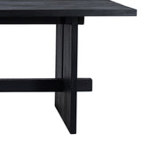 Dovetail Ryder 79" Rectangular Modern Teak Trustle Dining Table, Matte Black DOV7775