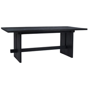 Dovetail Ryder 79" Rectangular Modern Teak Trustle Dining Table, Matte Black DOV7775