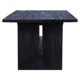 Dovetail Ryder 79" Rectangular Modern Teak Trustle Dining Table, Matte Black DOV7775