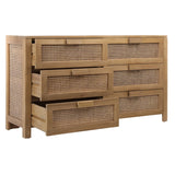 Dovetail Elliana 63" Teak and Woven Rattan Sideboard DOV7776