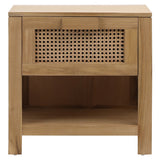 Dovetail Elliana Teak and Woven Rattan 1-Drawer Side Table, a Natural Finish DOV7777