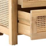 Dovetail Elliana Teak and Woven Rattan 2-Drawer Storage Side Table, a Natural Finish DOV7778