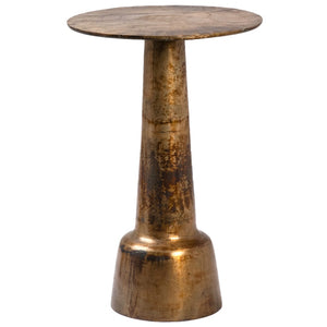 Dovetail Blake 19" Round Aluminum Antique Brass Finished Goblet Style Pedestal Accent Table DOV8092