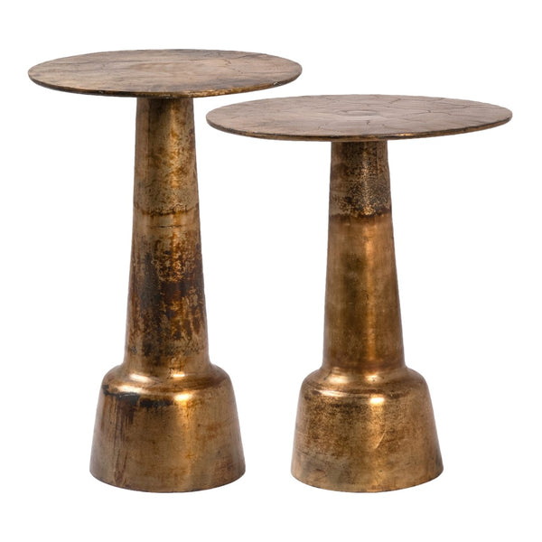 Dovetail Blake 19" Round Aluminum Antique Brass Finished Goblet Style Pedestal Accent Table DOV8092