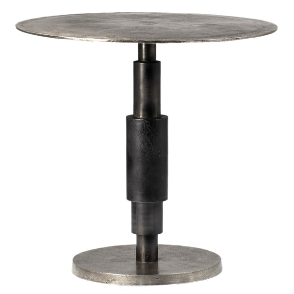 Dovetail Blake 30" Round Aluminum Black Patina Raw Nickel Modern Pedestal Dining Bistro Table DOV8332