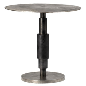 Dovetail Blake 30" Round Aluminum Black Patina Raw Nickel Modern Pedestal Dining Bistro Table DOV8332