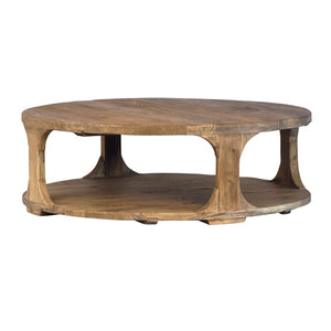 Dovetail Diego 48" Reclaimed Elm Natural Sealed Round Spool Style Coffee Table DOV872