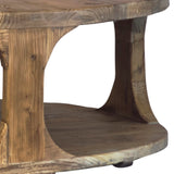 Dovetail Diego 48" Reclaimed Elm Natural Sealed Round Spool Style Coffee Table DOV872