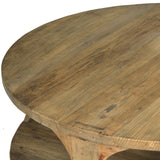 Dovetail Diego 48" Reclaimed Elm Natural Sealed Round Spool Style Coffee Table DOV872