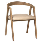 Piper Natural Oak Curved Back Dining Arm Chair with Upholstered Ivory Linen Seat