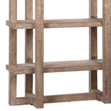 Dovetail Hannah 95" Tall Modern Reclaimed Pine Bookcase, Natural Light Brown DOV959