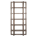 Dovetail Hannah 95" Tall Modern Reclaimed Pine Bookcase, Natural Light Brown DOV959