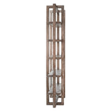 Dovetail Hannah 95" Tall Modern Reclaimed Pine Bookcase, Natural Light Brown DOV959