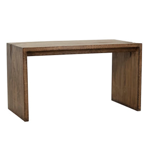 Dovetail Evie Reclaimed Pine 54" Waterfall Style Writing Desk, a Rich Medium Brown Finish and Cutout Detail DOV978MB