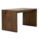 Dovetail Evie Reclaimed Pine 54" Waterfall Style Writing Desk, a Rich Medium Brown Finish and Cutout Detail DOV978MB