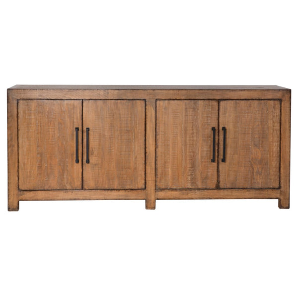 Dovetail Evie 84" Reclaimed Pine Medium Brown 4-Door Sideboard DOV985MB
