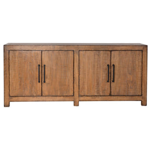 Dovetail Evie 84" Reclaimed Pine Medium Brown 4-Door Sideboard DOV985MB