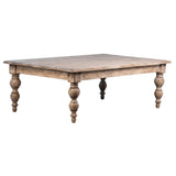 Dovetail Zuri 54" Rectangular Reclaimed Pine Coffee Table with Carved Four Poster Legs Finished, an Antique Seal DOV987