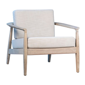 Dovetail Jess Light Wash Oak Frame and Light Sand Linen Occasional Arm Chair DOV9917