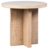 Dovetail Landon 24" Round Reclaimed Pine White Wash End Table with Cross Base DOV992