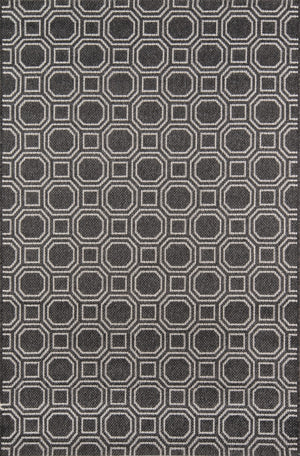 Momeni Erin Gates Downeast DOW-1 Machine Made Contemporary Geometric Indoor/Outdoor Area Rug Charcoal 9'10" x 13'2" DOWNEDOW-1CHR9AD2