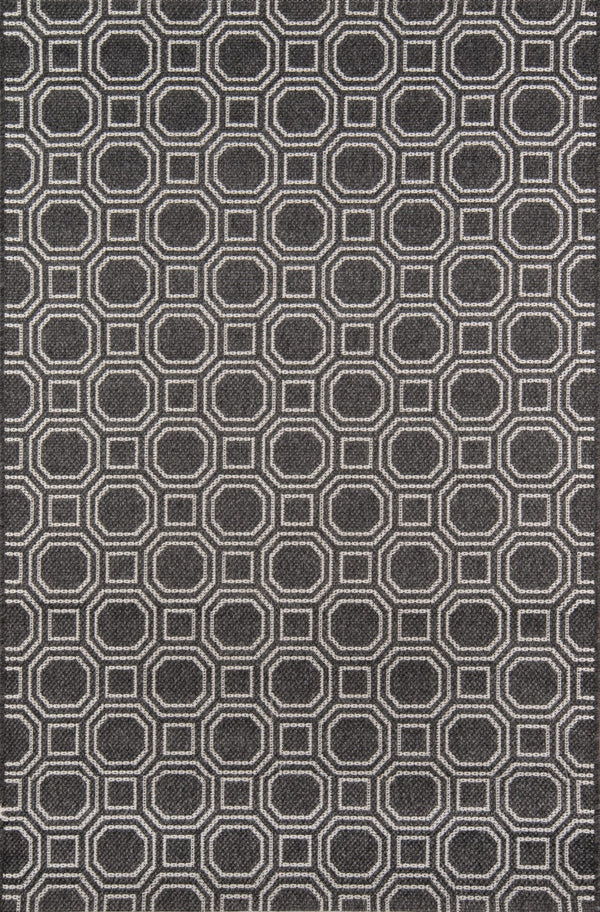 Momeni Erin Gates Downeast DOW-1 Machine Made Contemporary Geometric Indoor/Outdoor Area Rug Charcoal 9'10" x 13'2" DOWNEDOW-1CHR9AD2