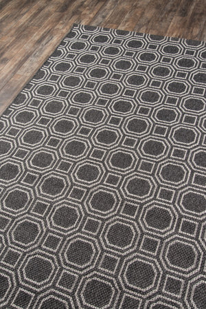 Momeni Erin Gates Downeast DOW-1 Machine Made Contemporary Geometric Indoor/Outdoor Area Rug Charcoal 9'10" x 13'2" DOWNEDOW-1CHR9AD2