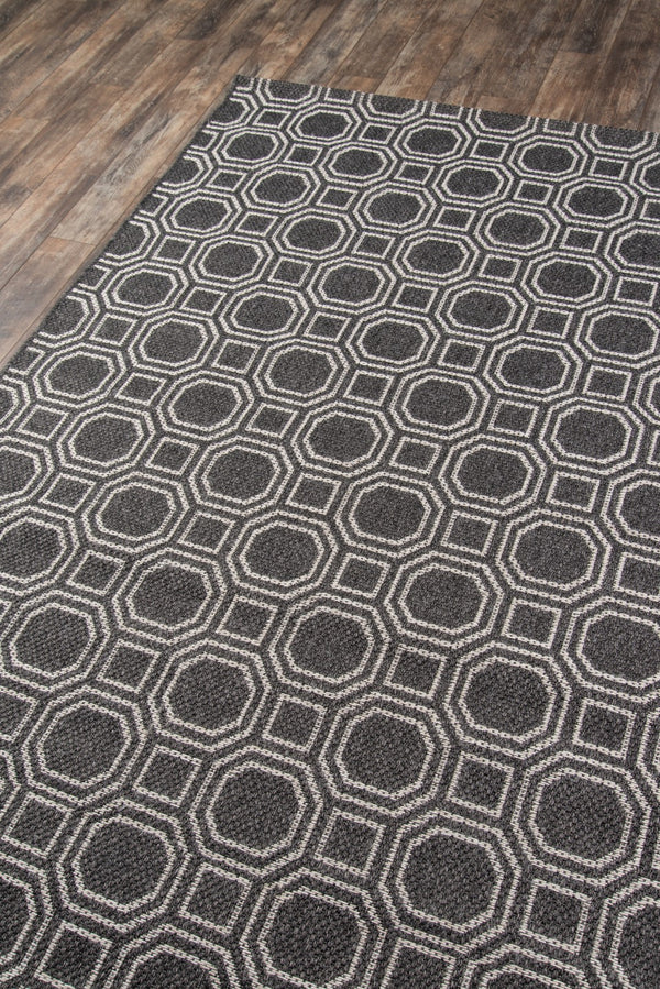 Momeni Erin Gates Downeast DOW-1 Machine Made Contemporary Geometric Indoor/Outdoor Area Rug Charcoal 9'10" x 13'2" DOWNEDOW-1CHR9AD2