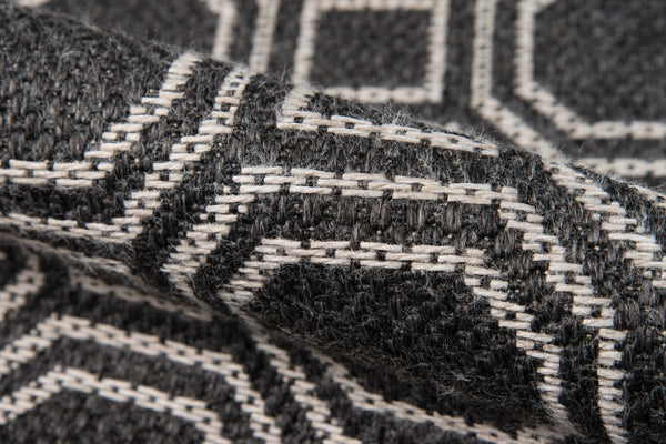Momeni Erin Gates Downeast DOW-1 Machine Made Contemporary Geometric Indoor/Outdoor Area Rug Charcoal 9'10" x 13'2" DOWNEDOW-1CHR9AD2