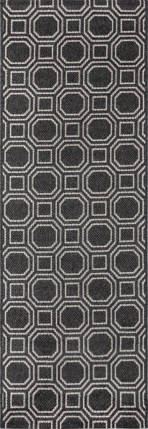 Momeni Erin Gates Downeast DOW-1 Machine Made Contemporary Geometric Indoor/Outdoor Area Rug Charcoal 9'10" x 13'2" DOWNEDOW-1CHR9AD2