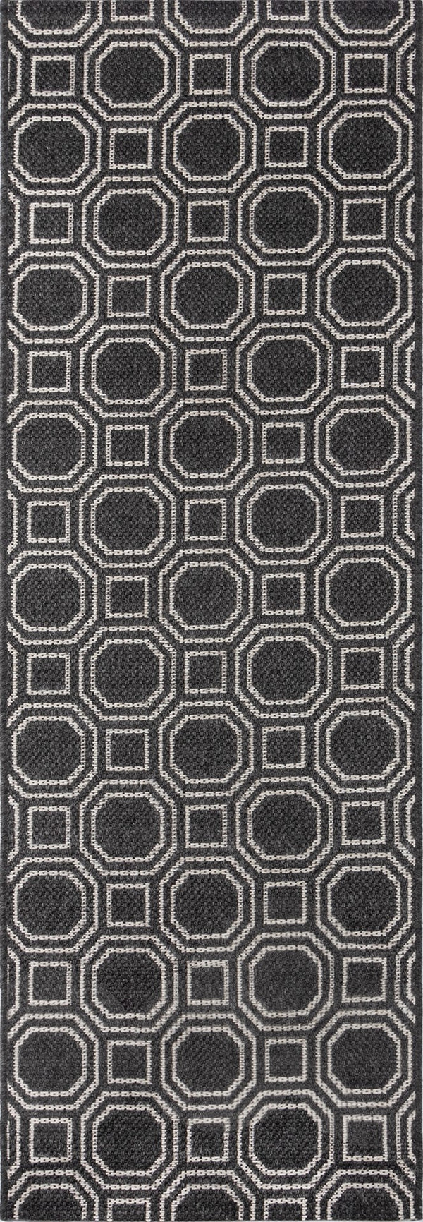 Momeni Erin Gates Downeast DOW-1 Machine Made Contemporary Geometric Indoor/Outdoor Area Rug Charcoal 9'10" x 13'2" DOWNEDOW-1CHR9AD2