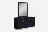 Navi Dresser Double High Gloss Black With Stainless Steel Trim 6 Drawers With Self-Close Runners...