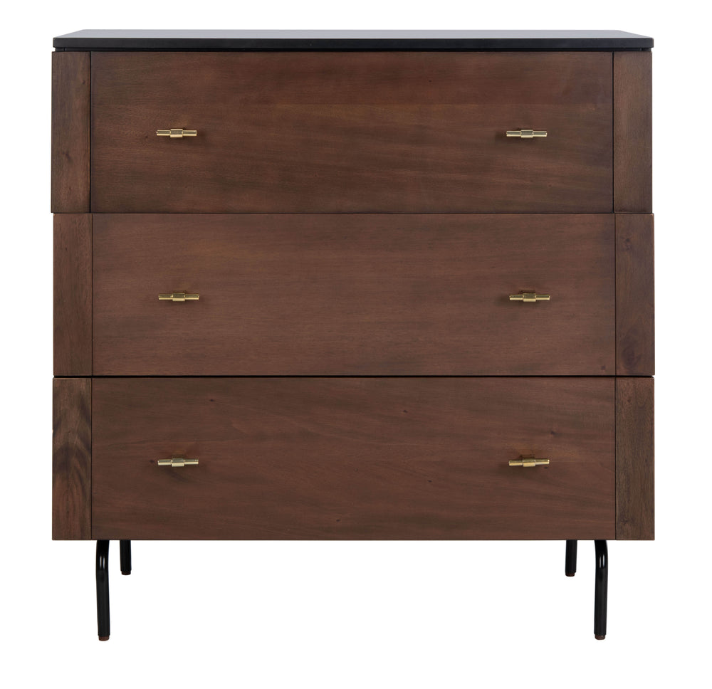 Genevieve 3 Drawer Dresser - Chic Mahogany Design with Modern Hardware for Stylish Bedroom Storage
