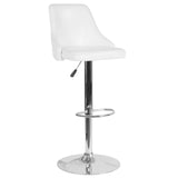 English Elm EE1775 Contemporary Leather Adjustable Height Barstool White LeatherSoft EEV-13475