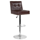 English Elm EE1779 Contemporary Leather Adjustable Height Barstool Brown LeatherSoft EEV-13489
