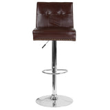 English Elm EE1779 Contemporary Leather Adjustable Height Barstool Brown LeatherSoft EEV-13489
