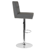 English Elm EE1779 Contemporary Leather Adjustable Height Barstool Gray LeatherSoft EEV-13490