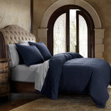 HiEnd Accents Camden Duvet Cover Set DS1008-SK-NB Blue Duvet Cover - Face: 70% viscose, 30% linen; Back: 100% cotton. Pillow Sham - 70% viscose, 30% linen. 110x96x0.5