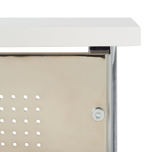 Hayden 3 Shelf Standing Desk in White / Chrome