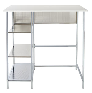 Hayden 3 Shelf Standing Desk in White / Chrome