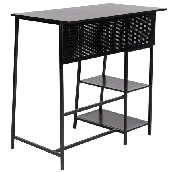 Hayden 3 Shelf Standing Desk in Black / Black